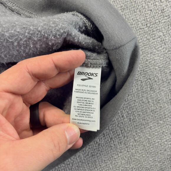 Brooks Running Company Hoodie Mens Medium Gray Hooded Full Zip Running Fleece - Picture 6 of 9